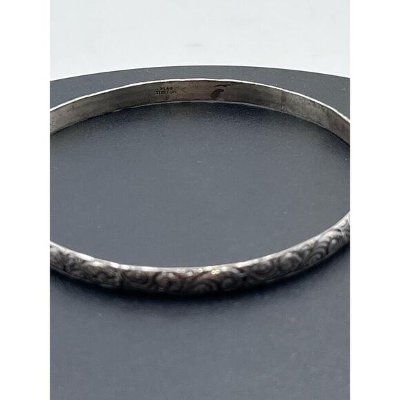 WOMENS ESTATE DECO BEAU STERLING SILVER BANGLE BRACELET 7.5" 9.6 GRAMS ORNATE - Picture 4 of 8